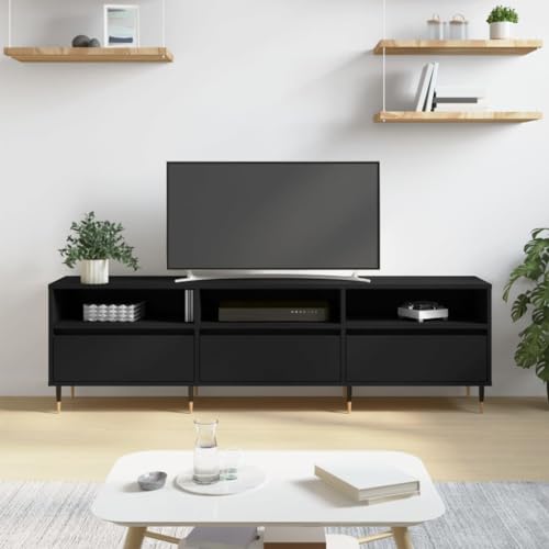 TJROO Mueble para TV negro 150 x 30 x 44,5