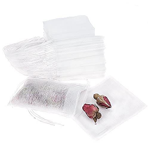 Wesdxc56 Lot de 400 sachets à thé jetables vides en coton avec cordon de serrage pour feuilles de thé (9 x 7 cm)