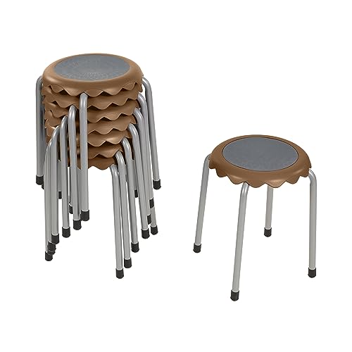 Image of ECR4Kids Daisy Stackable Stool with Glides Seating Set, Flexible Seating, Chocolate, 8-Piece