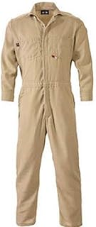 M DIAMOND M Coverall Heavy-Duty Brass Breakaway Zipper Flame Resistant Contractor, Elastic Waist Inserts, Color Tan Size Large (Pack of 1)
