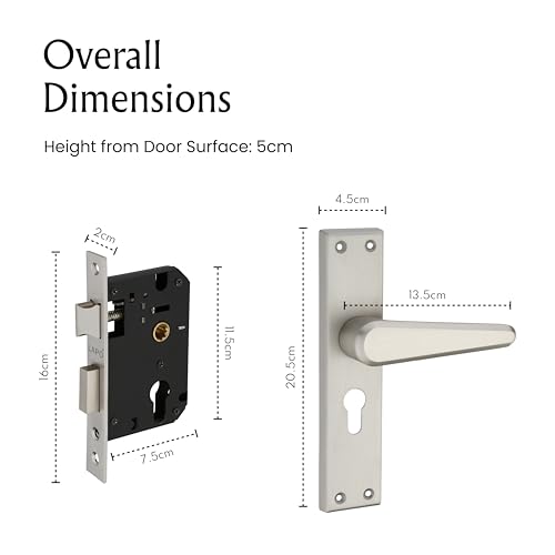Image of LAPO Mortise Door Lock for Home Main Door & Bedroom with Handle, Heavy-Duty 60mm Cylinder, 45x45mm Body, 3 Brass Keys, Left-Right Fit 30-50mm Door Home Office Hotel | Matt Finish | CY-164