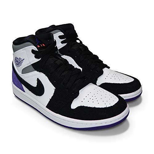 Nike Mens Air Jordan 1 Mid SE - 852542 105 - White Court Purple Black - Trainers for Men - Mid top Air Jordan Shoes for Men Court Purple (UK 8)