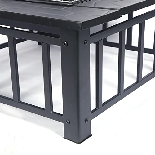 Foyer de table carré en métal pour chauffage extérieur et barbecue de jardin convivial