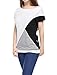 Allegra K Women's Boat Neck Short Sleeve Color Block Tee Shirts White