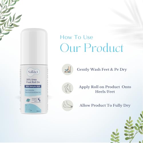 Image of 20% Urea Foot Cream Roll On With Salicylic Acid, Lactic Acid, Olive Oil | Moisturizer for Dry Cracked Feet | Repair and Moisturise Cracked Heels | Hydrates & Nourish Foot Care for Softens Skin | For Women & Men | 50ML (Normal, 100 ml)