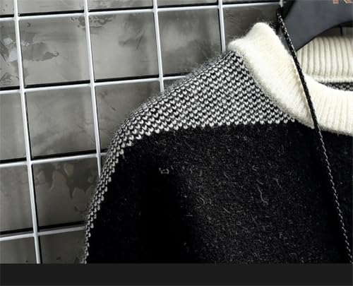 Men Blocking Sweater Slim Korean Long Sleeve Loose Knit Pullover4