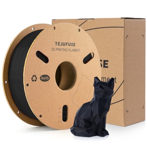 TEJUFUSE PLA 3D Printer Filament 1.75mm, Black, 1kg (2.2lbs), Neatly...