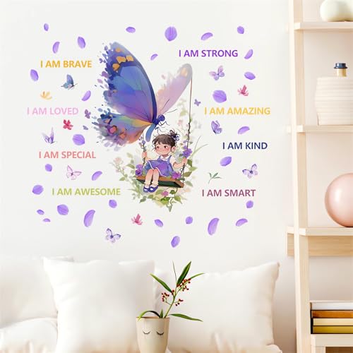 Vinilo Decorativo Mariposa Morada para Pared 40x60 cm miniatura 3