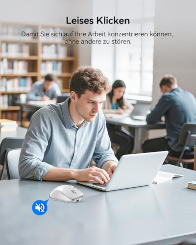 TECKNET Bluetooth kabellose Maus(BT 5.0/5.0+2,4G), Seitliches Mausrad, Superschnelles Scrollen, Wiederaufladbare Ergonomische, Maus Silent Mouse 4800 DPI, 7 Tasten, für Mac OS,Windows, Weiß