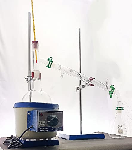 ISKO® Borosilicate glass home distillation unit with Heating Mantle, Stands clamps and Glass parts (500 ML)
