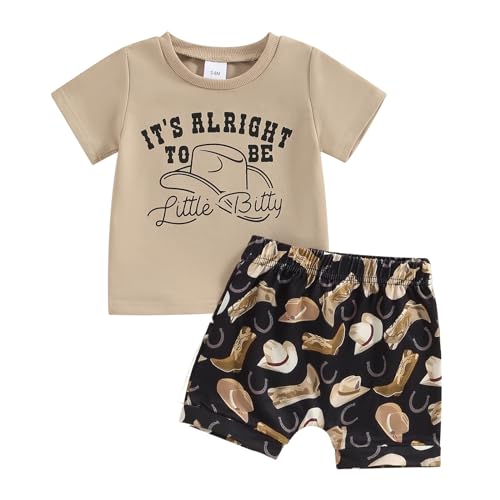 Western Baby Boy Clothes Highland Cow Farm Print T-shirt Casual Shorts Toddler Summer Country Cowboy Clothes Outfit - Main Image
