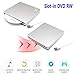 [Updated Version] Xglysmyc USB External CD DVD Drive Burner Portable Ultra-Thin Slot-in CD/DVD+/-RW Player Writer Rewriter SuperDrive Support MacBook Pro/Air iMac Laptop Desktop Win XP/7/8/10-Silver