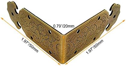 Tiazza 4Pcs Vintage Style Antique Brass Embossing Decorative Corner Protectors Classical Furniture Tables and Chairs TV Cabinet Corner Braces Guard Edge Cover