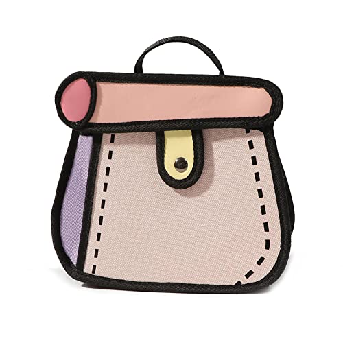 Cartoon Chain Cake Bag Two-dimensional Canvas Bag Crossbody Bag Handbag Shoulder Bag for Daughters Girlfriends Pink canvas