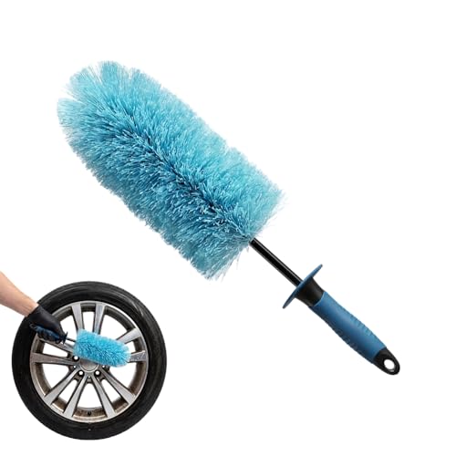 Wheel Barrel Brush, 2026 New Long Handle Microfiber Wheel Brush Set for Car Detailing, Wheel and Tire Cleaner Brush for Rims, Multipurpose Car Cleaning Tool (Light Blue S)
