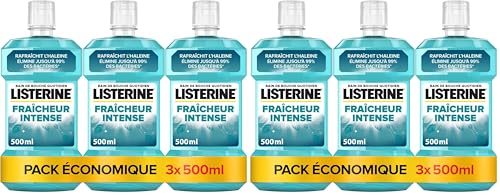 Listerine - Bain de Bouche Quotidien Fraîcheur Intense (lot de 6 bouteilles de 500 ml) – Bain de bouche pour combattre les bactéries – Goût intense pour...