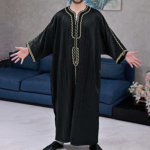 Ctreela Men's Muslim Arab Thobe Saudi Arabia Jubba Dishdasha Long Robe Ramadan Dress Middle East Clothing Long Gown4