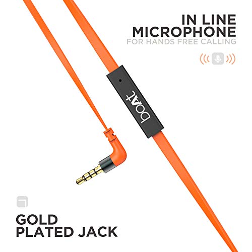 Image of Boat Bassheads 225 Wired in Ear Earphone with Mic (Fiery Orange Indi)