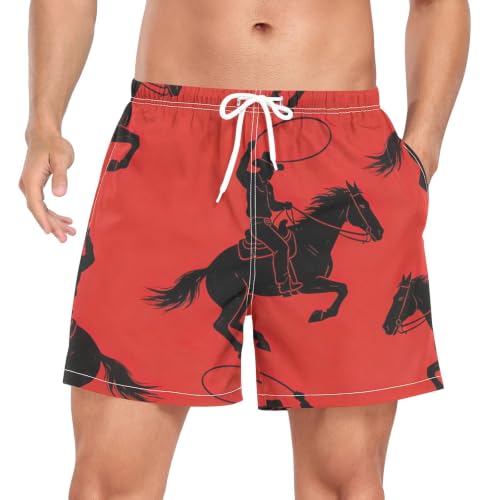 Traje de baño para hombre rojo de secado rápido short de playa elástico ajustable
