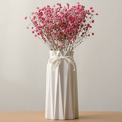 Heracks 24,9 cm Keramik-Blumenvase für Tafelaufsätze, hohe weiße Vase für Wohnzimmer-Dekorationen, modernes Bauernhaus, Küchentheke, ideales Geschenk für Freunde und Familie Cover
