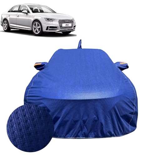 Image of Car Cover for Audi A4 (2015-2020) | 100% Waterproof Cover with Reflective Mirror Pockets | Dustproof, Scratchproof, Heatproof Audi A4 Car Cover |Soft Cotton Lining| Blue