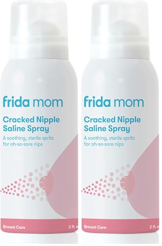 Image of Frida Mom Cracked Nipple Soothing Spray - All-Natural Saline to Heal Sore, Cracked Breastfeeding Nipples - Air-Dry, Gentle for Baby + Mom - 2 Fl oz (Pack of 2)