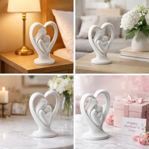 Image of CraftVatika Mother Baby Statue Showpiece Gift, Resin Mother Baby Figurine, motherr Child Statue, Home Decor Items, House Warming Gifts Mother's Day, Baby Shower Gifts for Mom to be