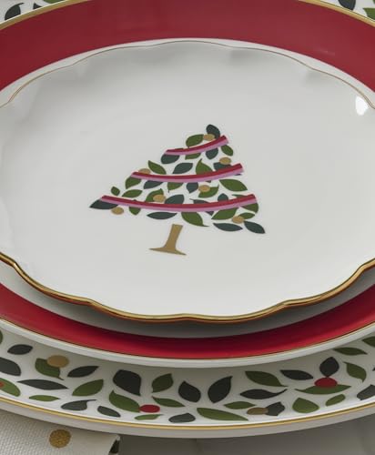 Image of kate spade new york Evergreen Rim Accent Plates, Service For 4, Christmas Dishes, Dinnerware Set, Holiday