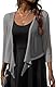 PrinStory Damen Bolero 3/4 Ärmel Leichte Strickjacke Damen Sommer Krawatte Front Shrug V-Ausschnitt Weich Oberteil (Grau,M)