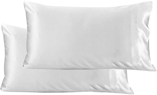 Hairworthy Silk Pillowcase for Hair and Skin - White Queen Silk Pillowcase 2-Pack 51x76 cm - 100% Mulberry Silk Pillow Case Set of 2 with Envelope Closure