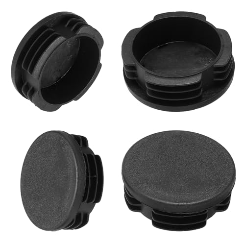 Image of Yuanchu 8Pack 2 inch Round Plastic Plugs, 50mm Round Black Furniture Leg Caps Round Tubing Black Plastic Plug Pipe Tubing End Cap for Round Metal Tube Furniture Finishing Plug