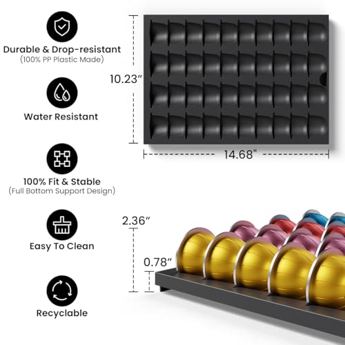 2Packs Coffee Pod Drawer Inserts Compatible with Nespresso Vertuo,Coffee Storage Holder Tray with 80 Capsules Capacity for Counter Drawer in Home Kitchen Office by LifeMoreasy - Used condition - Image 6