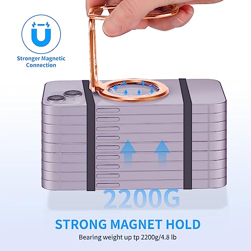 Image of Magnetic Phone Ring Holder, Removable Grip & Kickstand for MagSafe Rosegold