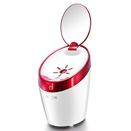 4-in-1 Nano Ionic Facial Steamer with LED Indicator & UV Light - ultraFine Hot Mist Face Atomizer - Humidifier - Makeup Mirror -Unclogs Pores Blackheads Acne - Home Sauna Spa Moisturizing Salon