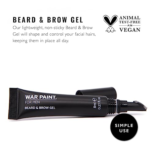 War Paint For Men Lightweight Beard & Brow Gel - Vegan Friendly & Cruelty-Free - Clear Non-Stick Formula - Makeup Product For Men - 8Ml #TOP1