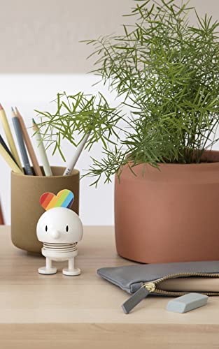 Hoptimist Baby Bumble Rainbow, Wackelfigur & Glücksbringer Skandinavisch, Wohnzimmer & Schreibtisch Deko, Büro Gadget, Tolle Kleine Geschenke, 4,5 x 5,8 x 8,7, Weiß