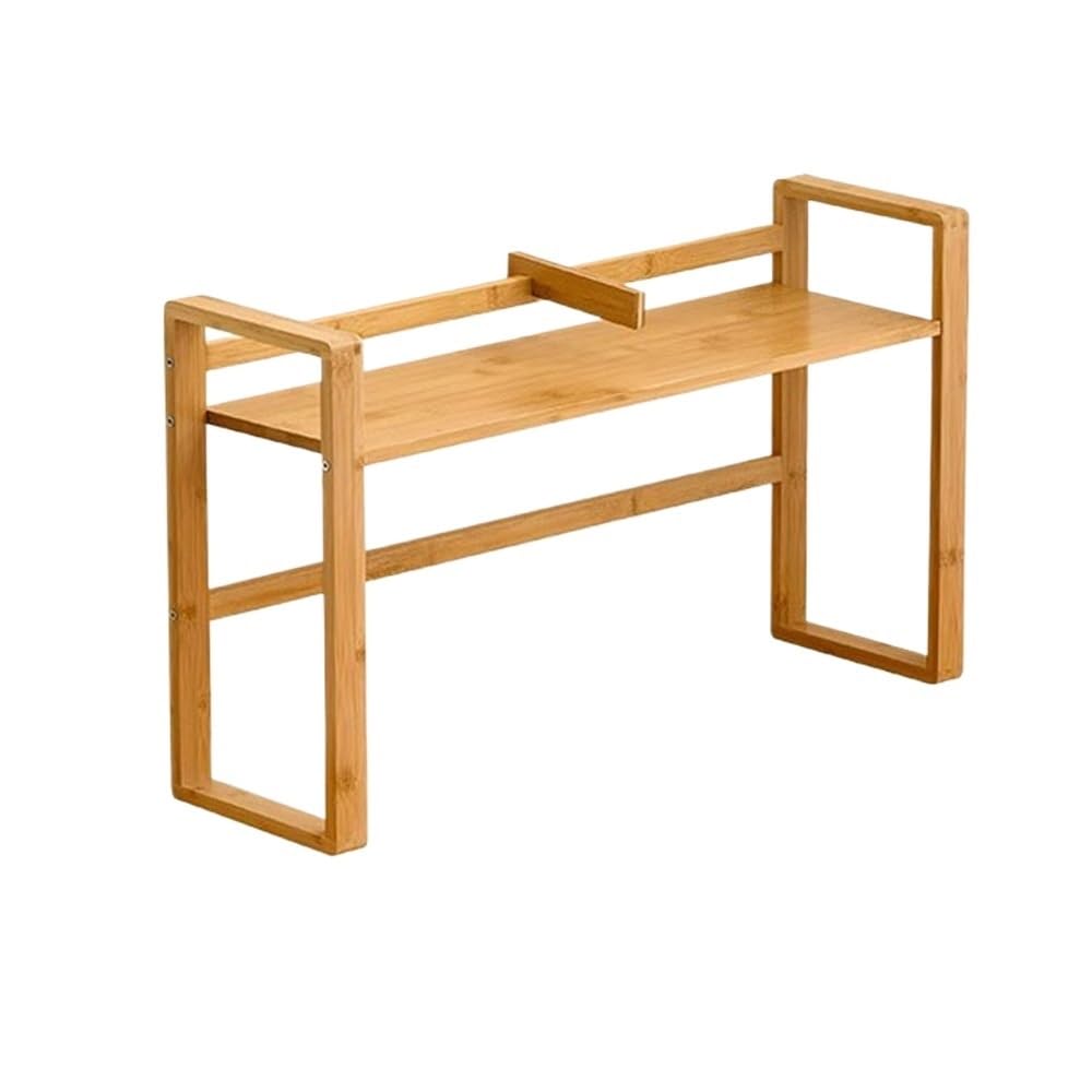 AYCDL Bookcase Bamboo Desktop Organizer Shelf, with Bookends Multipurpose Office Desk Storage Rack, Small Computer Desk Bookshelf, for Home Office Display Shelf,size_name-L56xW19.5xH39 cm