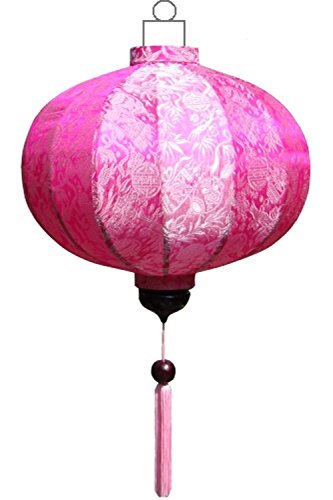 Lampionsenzo Vietnamesische Seide Lampion Rund Rosa by