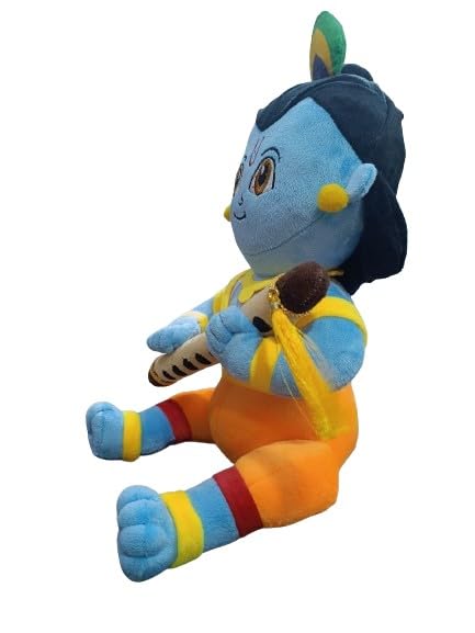 Image of AVSHUB Hindu Idol Soft Plush Toy | Devotional Hindu God Lord Krishna with Bansuri & Makhan Pot for Kids | Religious Stuffed Toys for Boys & Girls | Toy for Car Dashboard, Temple & Gifting (35cm)