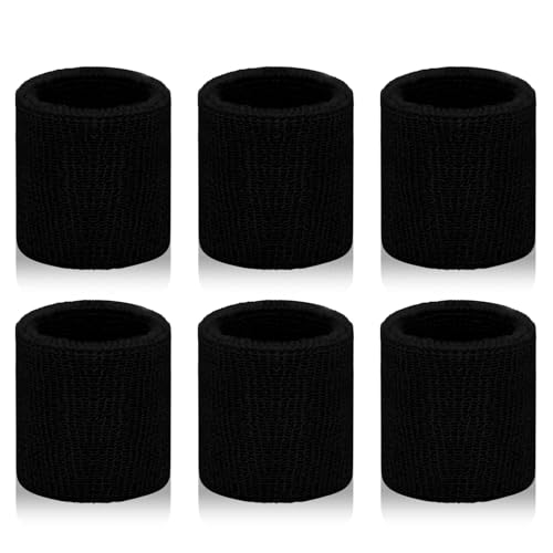 toresper 6 Pack Sweatbands Sports Wristband for Men & Women, Breathable Wrist Band Absorbent Sweat Band for Tennis, Basketball, Running, Gym, Working Out (Black)