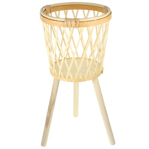BESPORTBLE Cesta De Flores De Bambú Cestas Tejidas Soporte para Cesta De Suelo De Flores Titular De La Flor En Maceta Juguete Cesta De Plantas Tejida Expositor De Plantas Maceta con Soporte