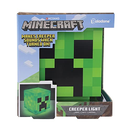 Minecraft Creeper Desk Light with Official Creeper Sounds, Handheld Night Light for Kids Room or Gamer Décor Officially Licensed Minecraft Gifts | Paladone, Green