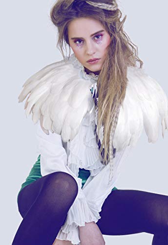 L'VOW Fashion Feather Cape Stole Black White Beige Shawl Iridescent3