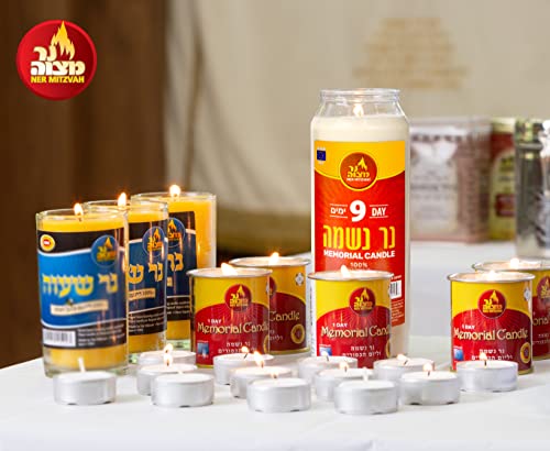 image for Ner Mitzvah 9 Day Yartzeit Candle - 20 Pack Kosher Yahrtzeit Memorial 