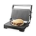 Taurus Crispy & Co - Grill, 1000W, Apertura 180º, Placa antiadherente libre de PFOA, 14.5 x 23 cm, Almacenaje vertical, Base antideslizante, negro