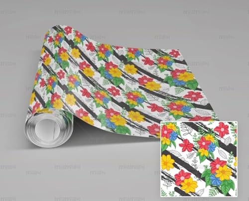 Papier peint autocollant floral 45x600cm rouleau vinyle adhesif pour meuble - 3