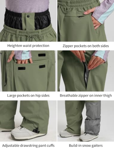 Image of GSOU SNOW Mens Womens Snow Pants Baggy Snowboard Ski Pants Waterproof