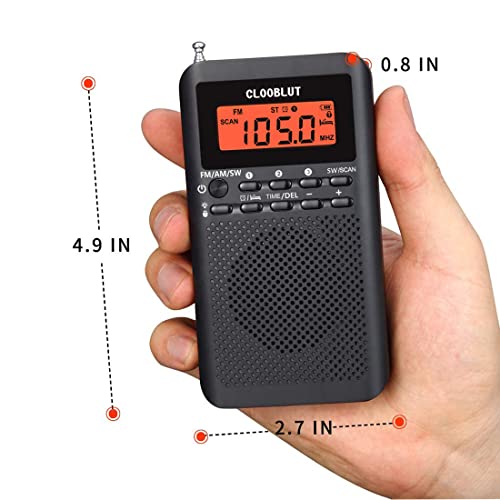 Radio portable transistor FM à piles pour seniors écran lisible