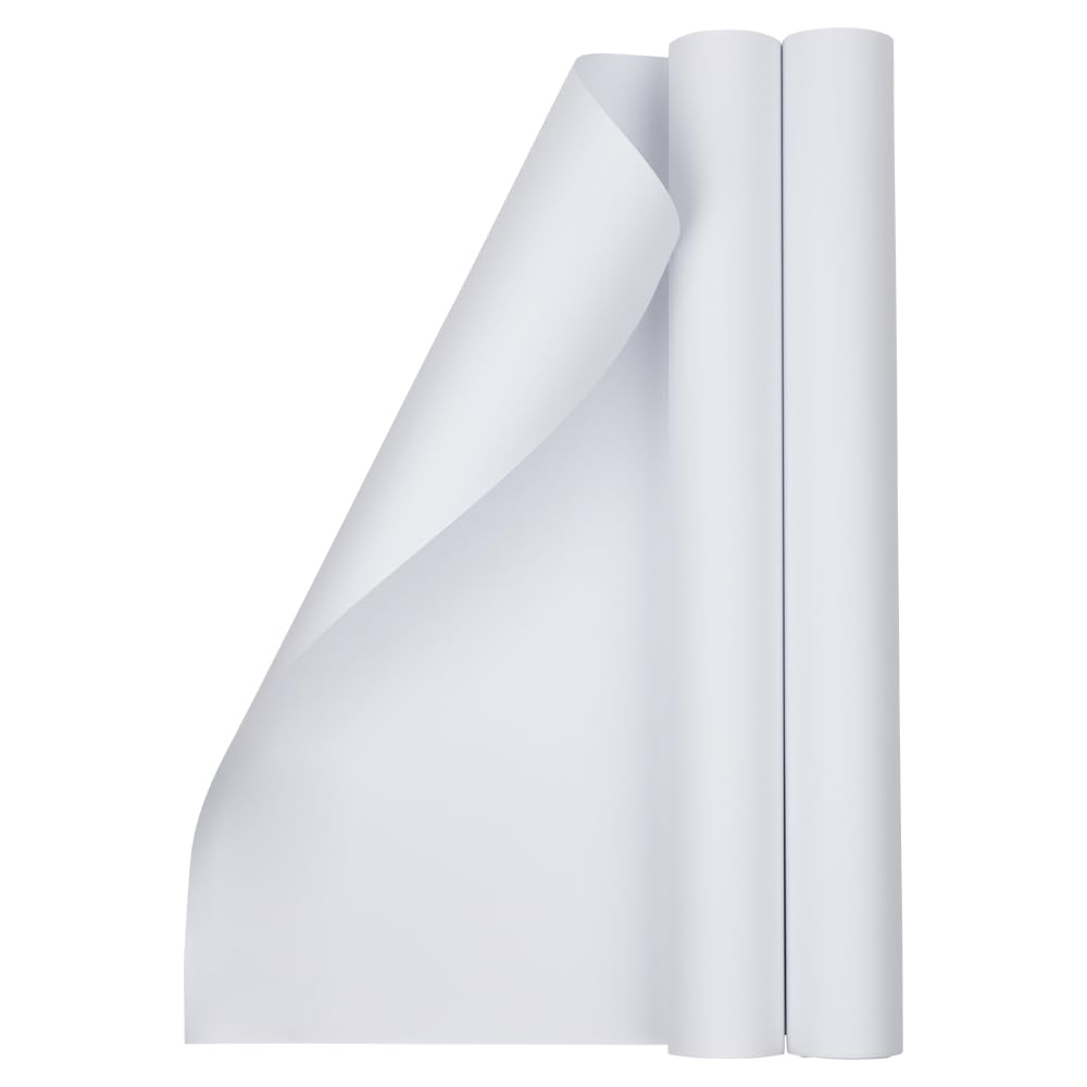 JAM Paper Gift Wrap - Matte Wrapping Paper - 52.6 Sq Ft Total (17 in x 18 Ft) - Matte White - 2 Rolls/Pack