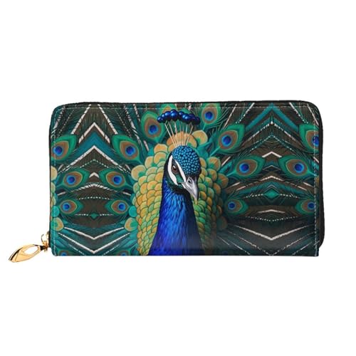 Porte-cartes de crédit ultra fin en cuir bleu paon logeable et compact